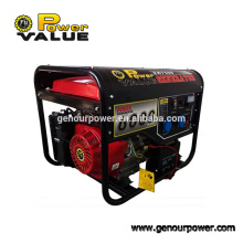 Genour Power 190F 6kw / kva Gasolina / motor de gasolina 15hp recoil &amp; eléctrico comienzo con mango y rueda aire 100% cobre